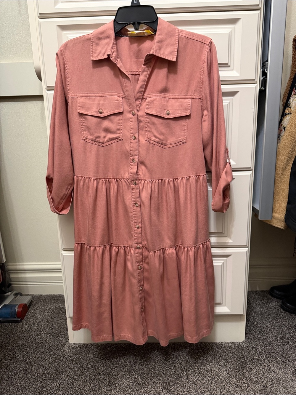 Nurture by Lamaze Dusty Rose Tiered Button-Front Midi Dress